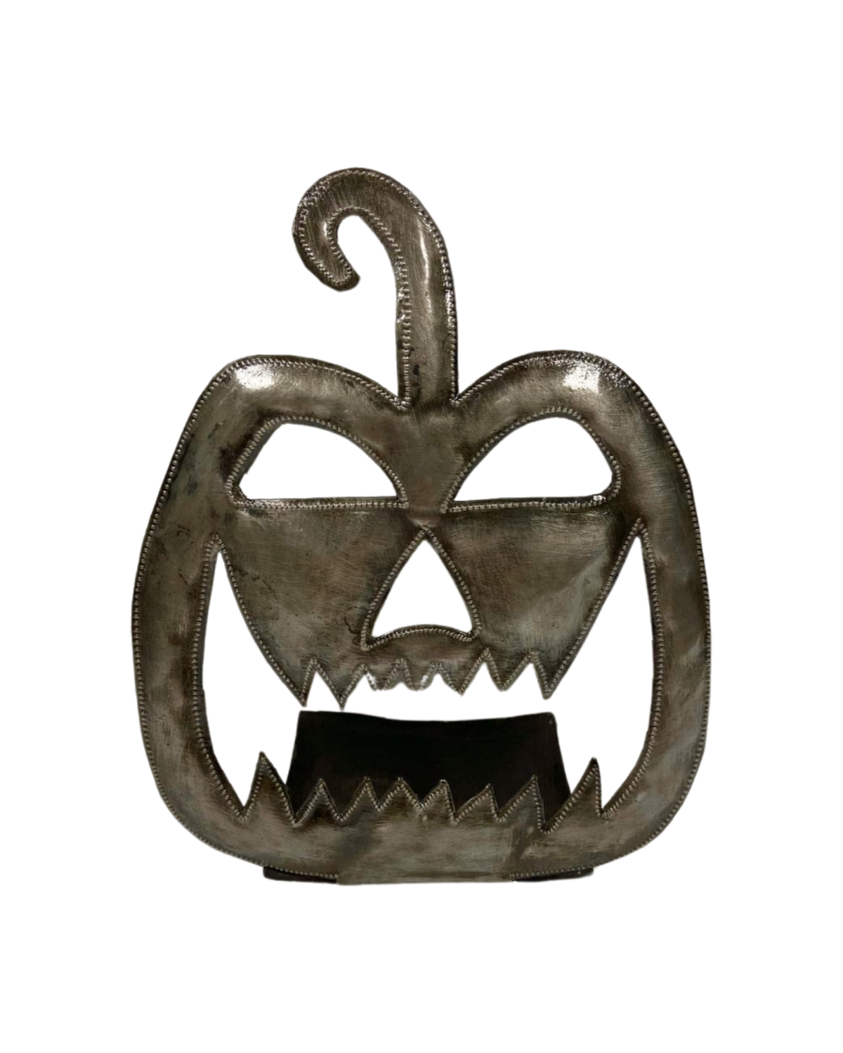 metal jack-o-lantern with candle holder