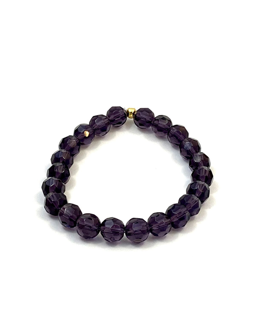 deep purple beaded stretch bracelet