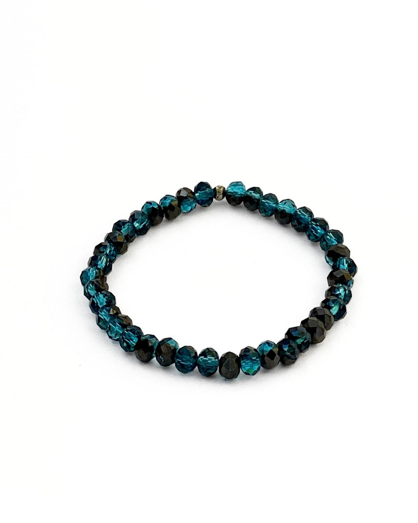deep blue beaded stretch bracelet