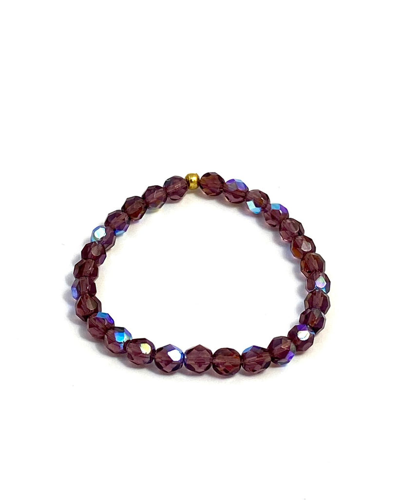beaded iridescent purple stretch bracelet