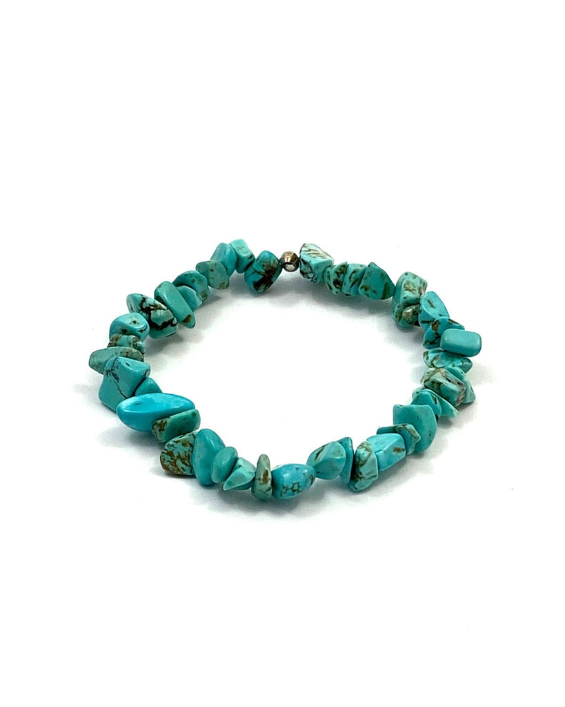 Teal howlite chips on stretchy cord