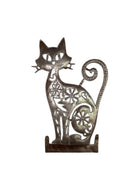 Metal freestanding cat decor