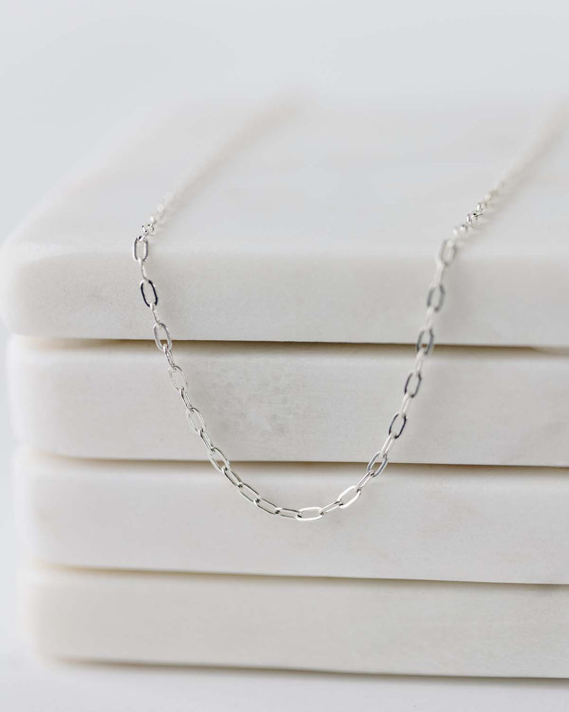 16" silver dainty paperclip chain with 2" extender