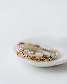gold silver moonstone and sunstone triple wrap bracelet