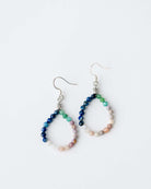 multicolor gemstone hoops on silver ear wire