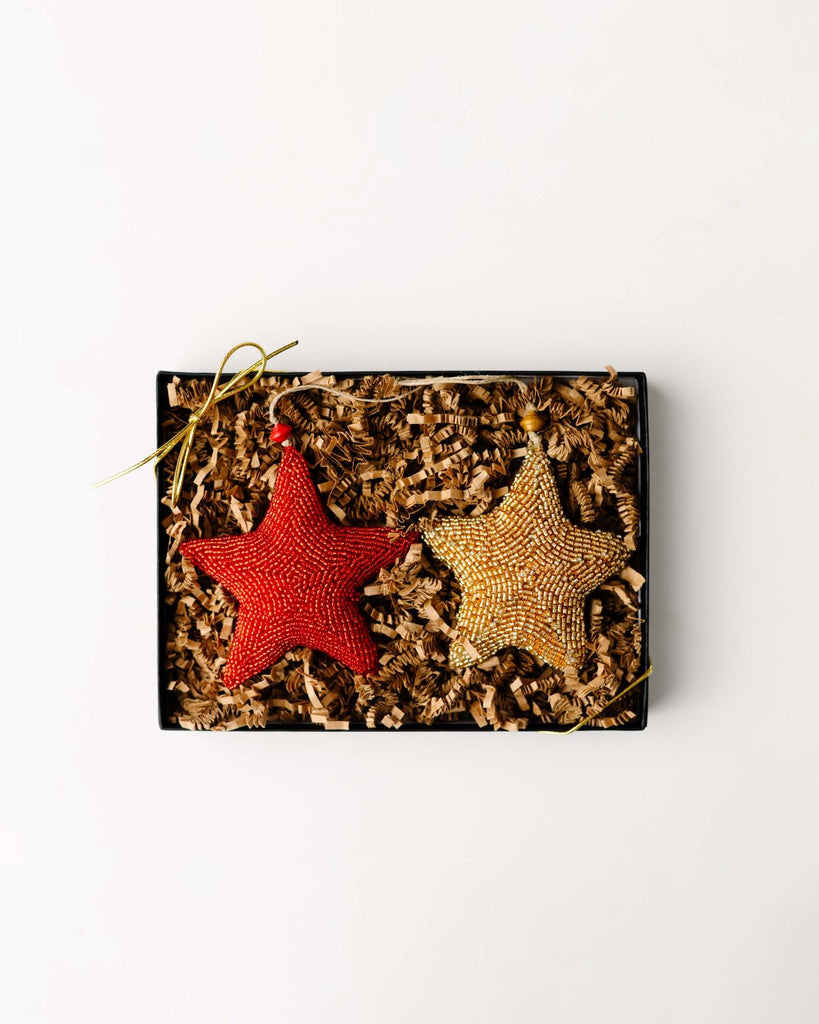 two ornament gift set - handbeaded star ornaments