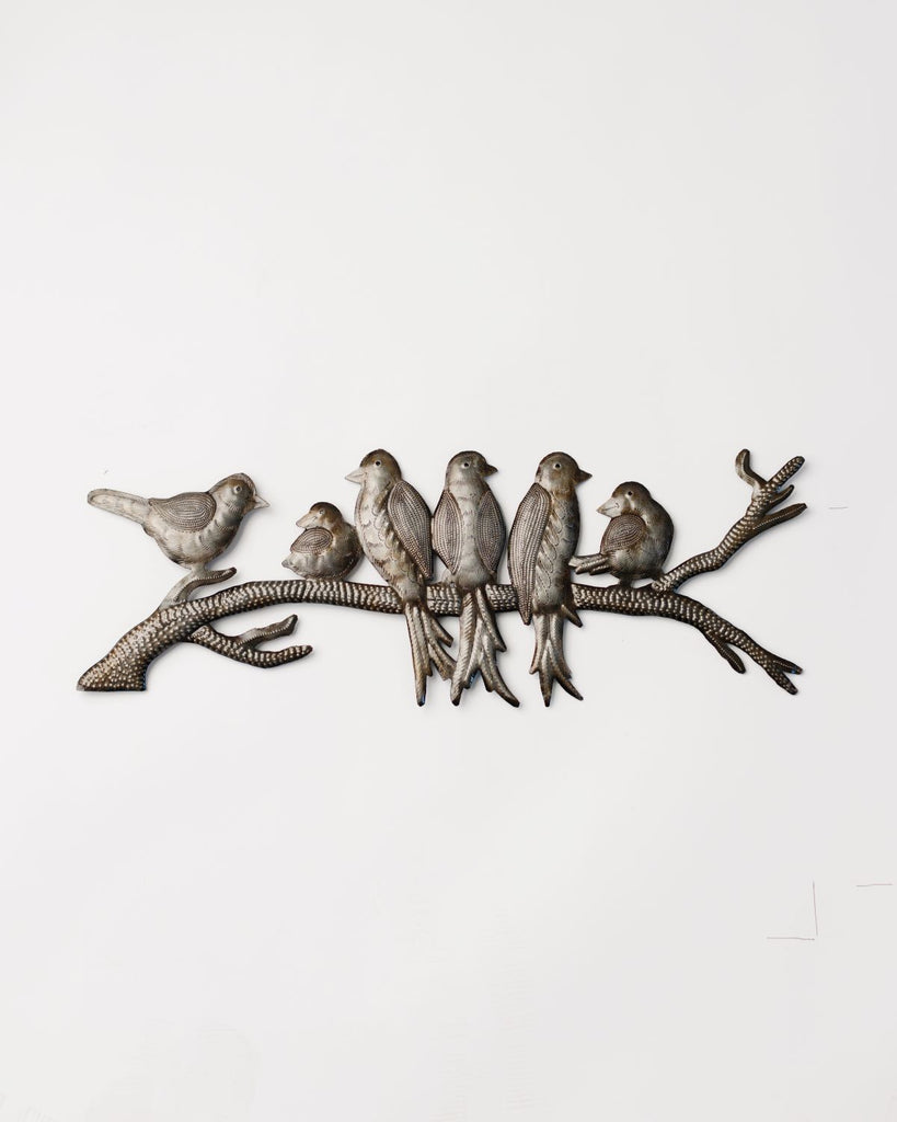 metal wall art - 6 birds on a branch