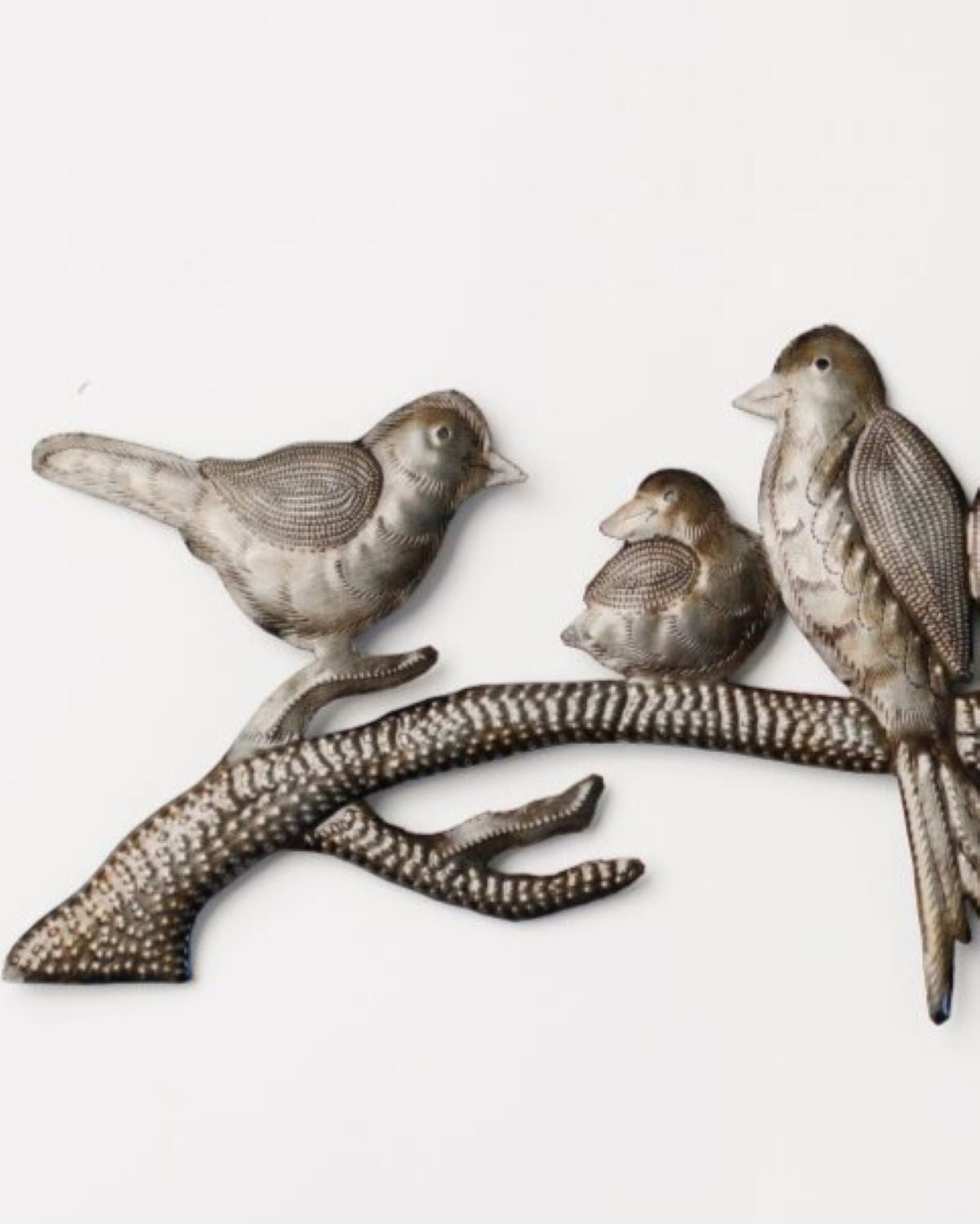 metal wall art - 6 birds on a branch
